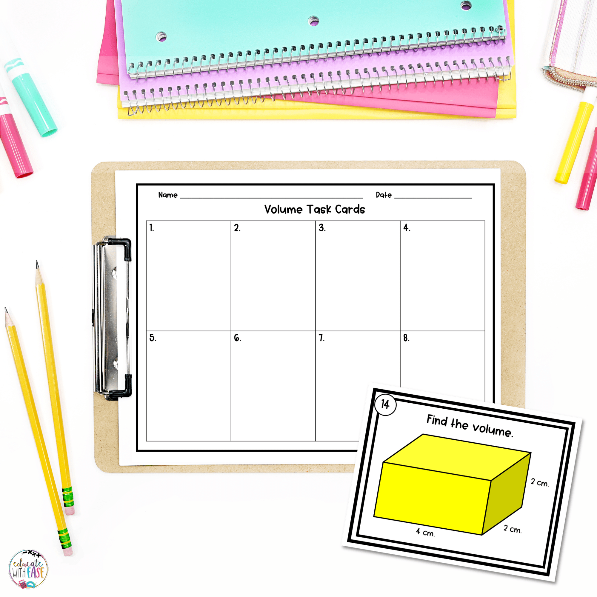 use the volume formula to solve task cards