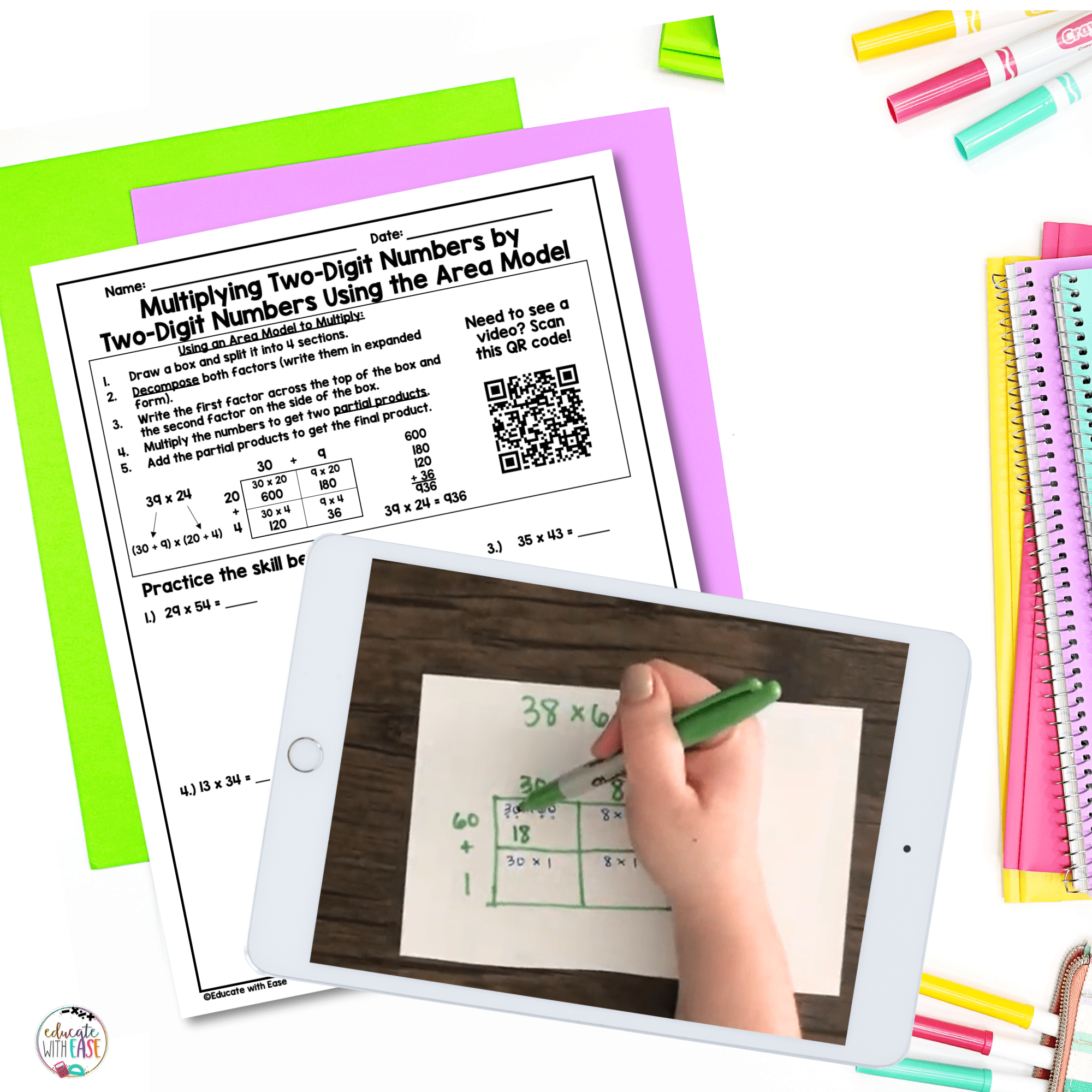 multiplying 2 digit by 2 digit interactive math worksheets 4th grade
