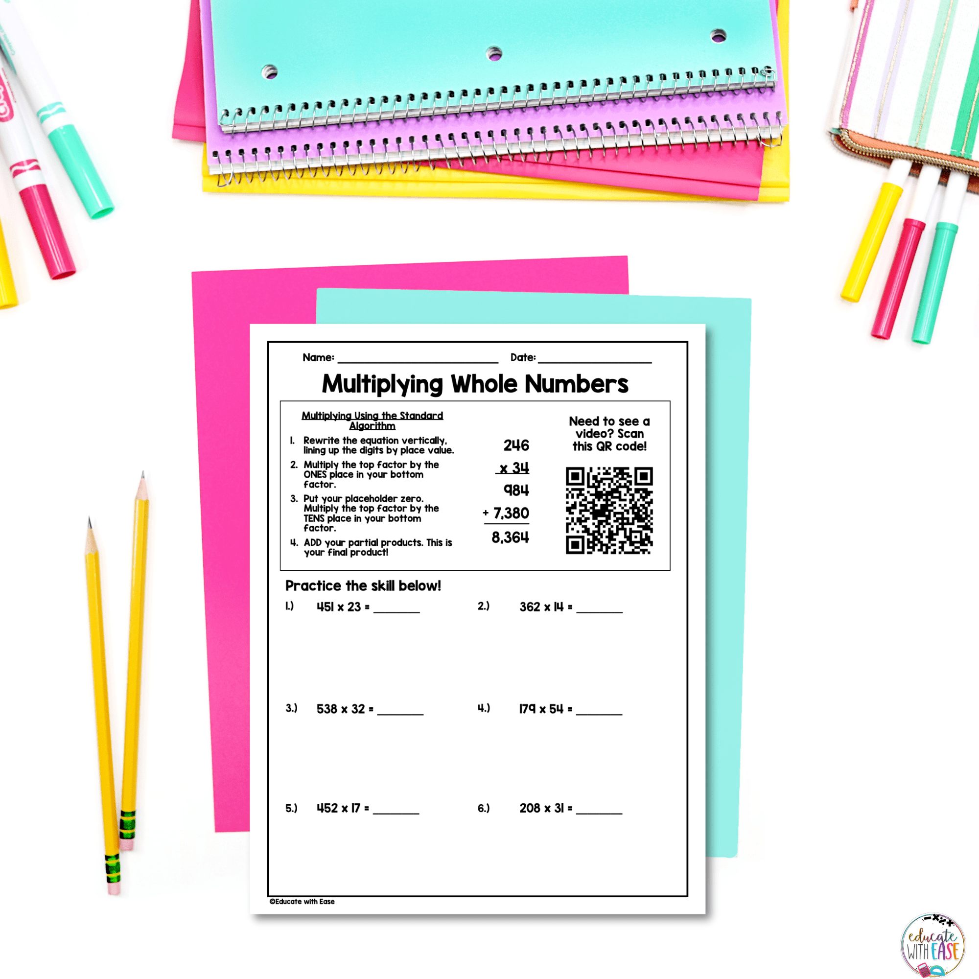multiplying 3 digit by 2 digit interactive math worksheets 5th grade