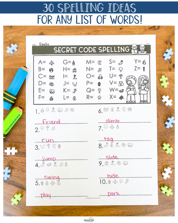 30 spelling activities for any list of words education to the core