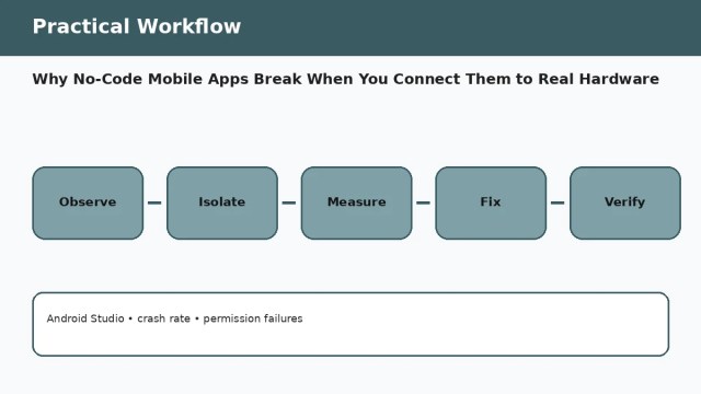 Why No-Code Mobile Apps Break When You Connect Them to Real Hardware — practical workflow