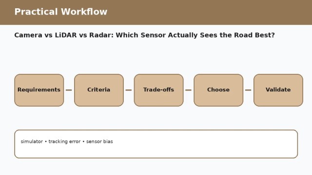 Camera vs LiDAR vs Radar: Which Sensor Actually Sees the Road Best? A050 workflow 1 Camera vs LiDAR vs Radar: Which Sensor Actually Sees the Road Best? — practical workflow