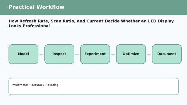 How Refresh Rate, Scan Ratio, and Current Decide Whether an LED Display Looks Professional — practical workflow