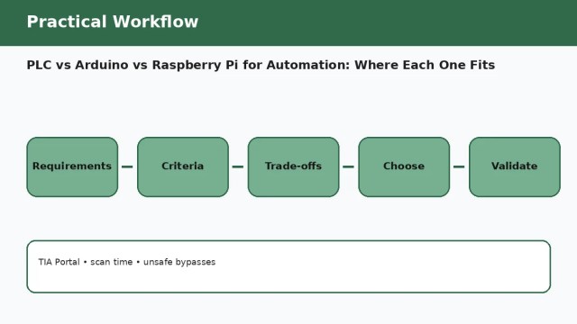 PLC vs Arduino vs Raspberry Pi for Automation: Where Each One Fits — practical workflow