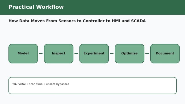 How Data Moves From Sensors to Controller to HMI and SCADA — practical workflow