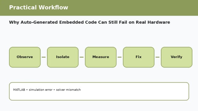 Why Auto-Generated Embedded Code Can Still Fail on Real Hardware — practical workflow