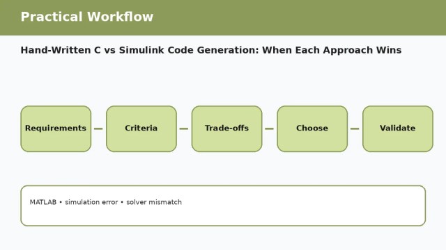 Hand-Written C vs Simulink Code Generation: When Each Approach Wins — practical workflow