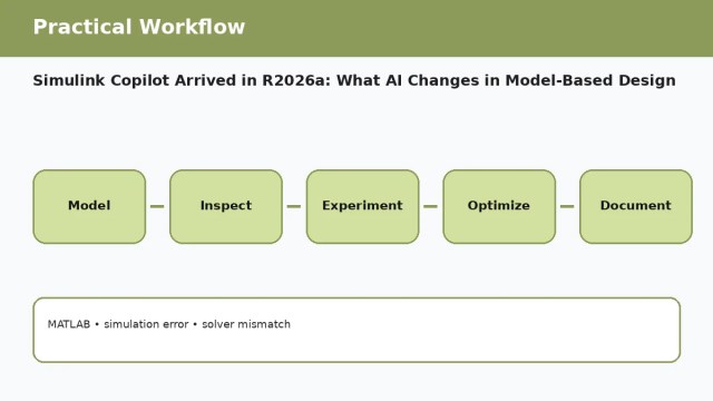 Simulink Copilot Arrived in R2026a: What AI Changes in Model-Based Design A116 workflow 1 Simulink Copilot Arrived in R2026a: What AI Changes in Model-Based Design — practical workflow