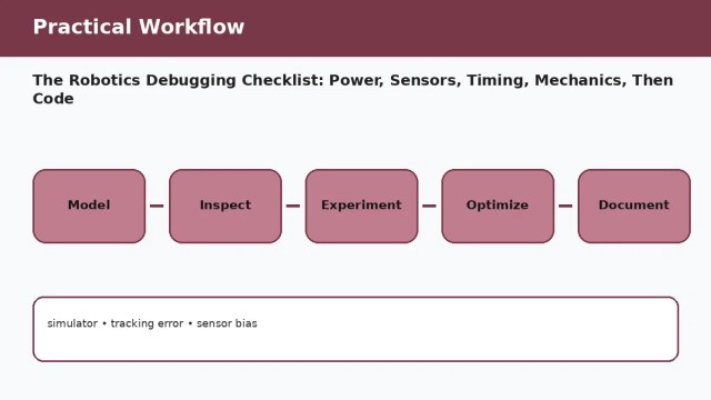 The Robotics Debugging Checklist: Power, Sensors, Timing, Mechanics, Then Code — practical workflow