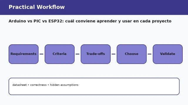 Arduino vs PIC vs ESP32: cuál conviene aprender y usar en cada proyecto — flujo de trabajo práctico