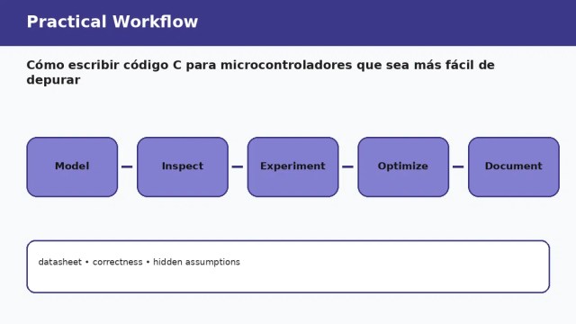 Cómo escribir código C para microcontroladores que sea más fácil de depurar — flujo de trabajo práctico