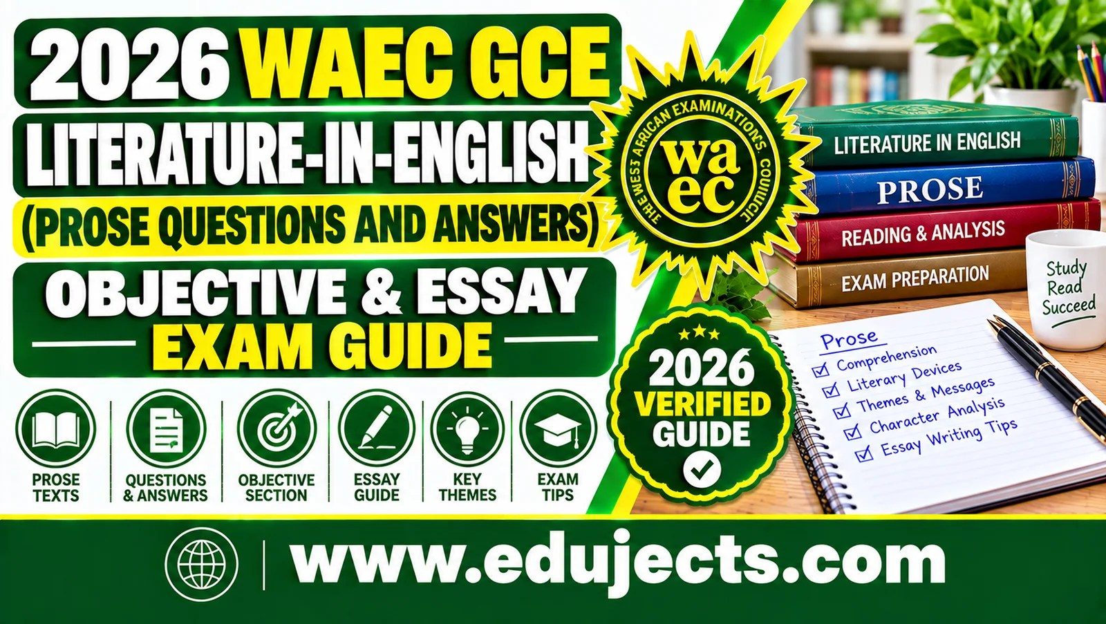 2026 WAEC GCE Literature-In-English (Prose) Questions and Answers | Objective & Essay Exam Guide