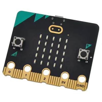 Microbit device with LED grid, buttons, and sensor connections