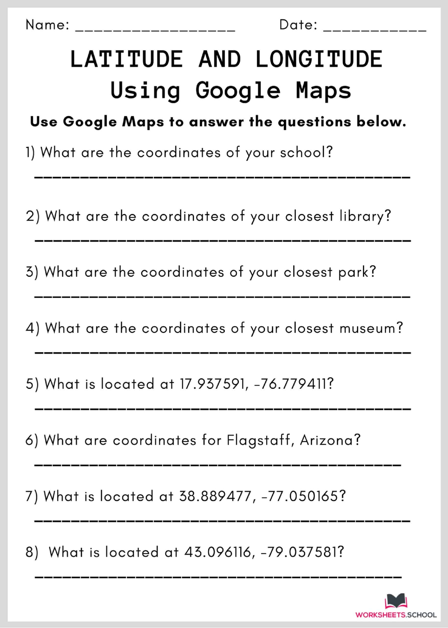 10 latitude and longitude worksheets pdf eduworksheets