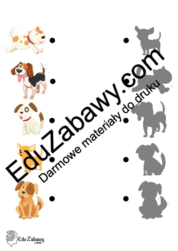 Dzien Kundelka Dopasuj Cienie Karty Pracy Dla 3 4 5 6 Latkow Do Druku
