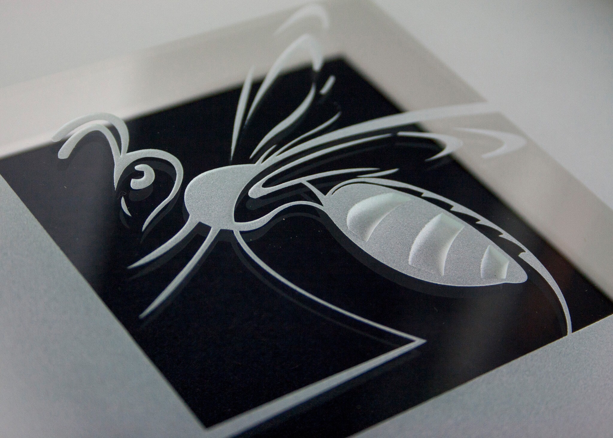 Gezandstraald glas in lijst