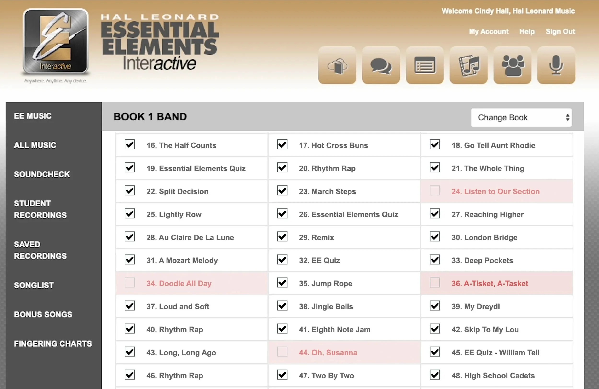 Enable or disable songs