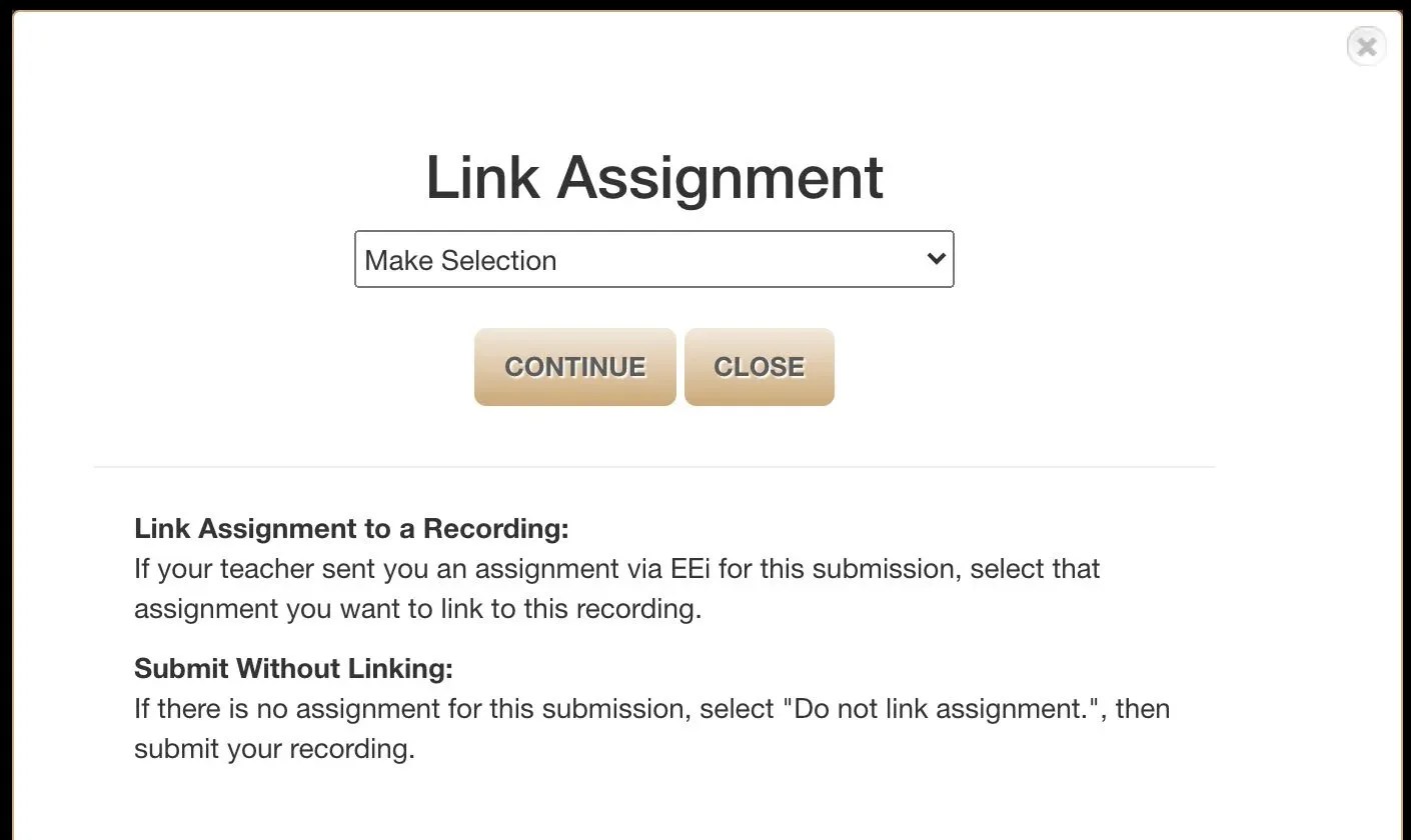 Submit screen with the Link to Assignment option
