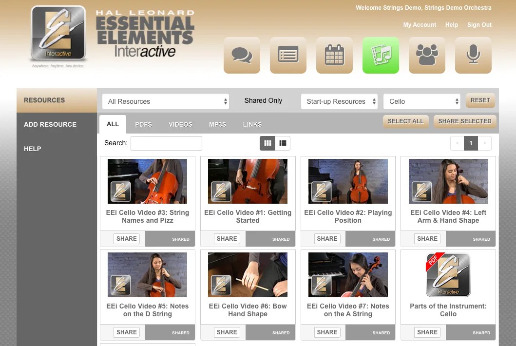 Resources cello