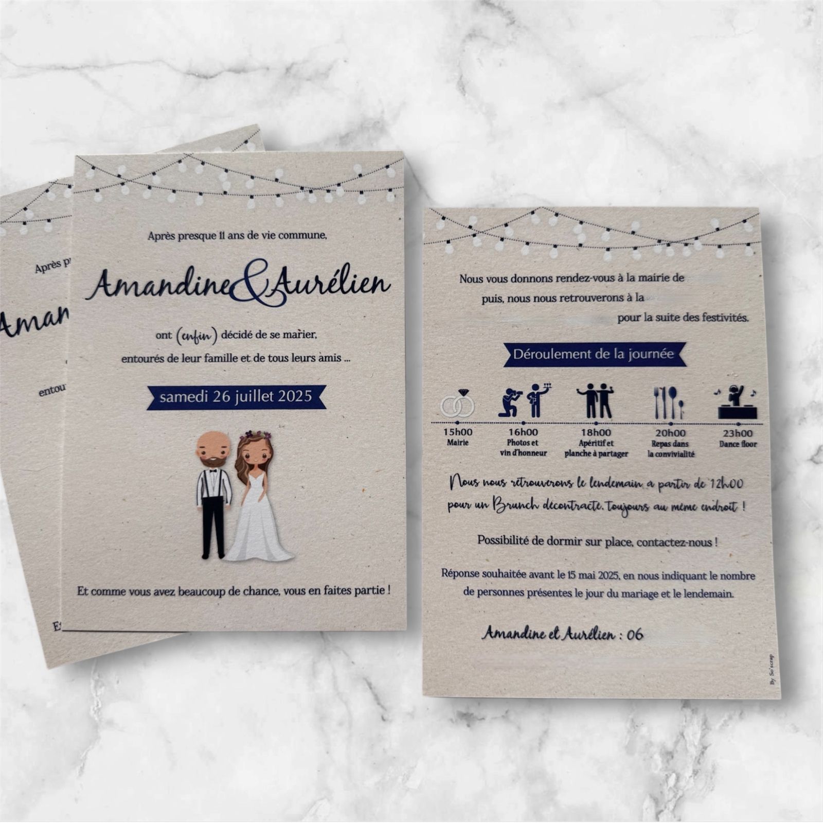 Faire-part & invitation de mariage – Illustration Mariés | EFDC by So’scrap