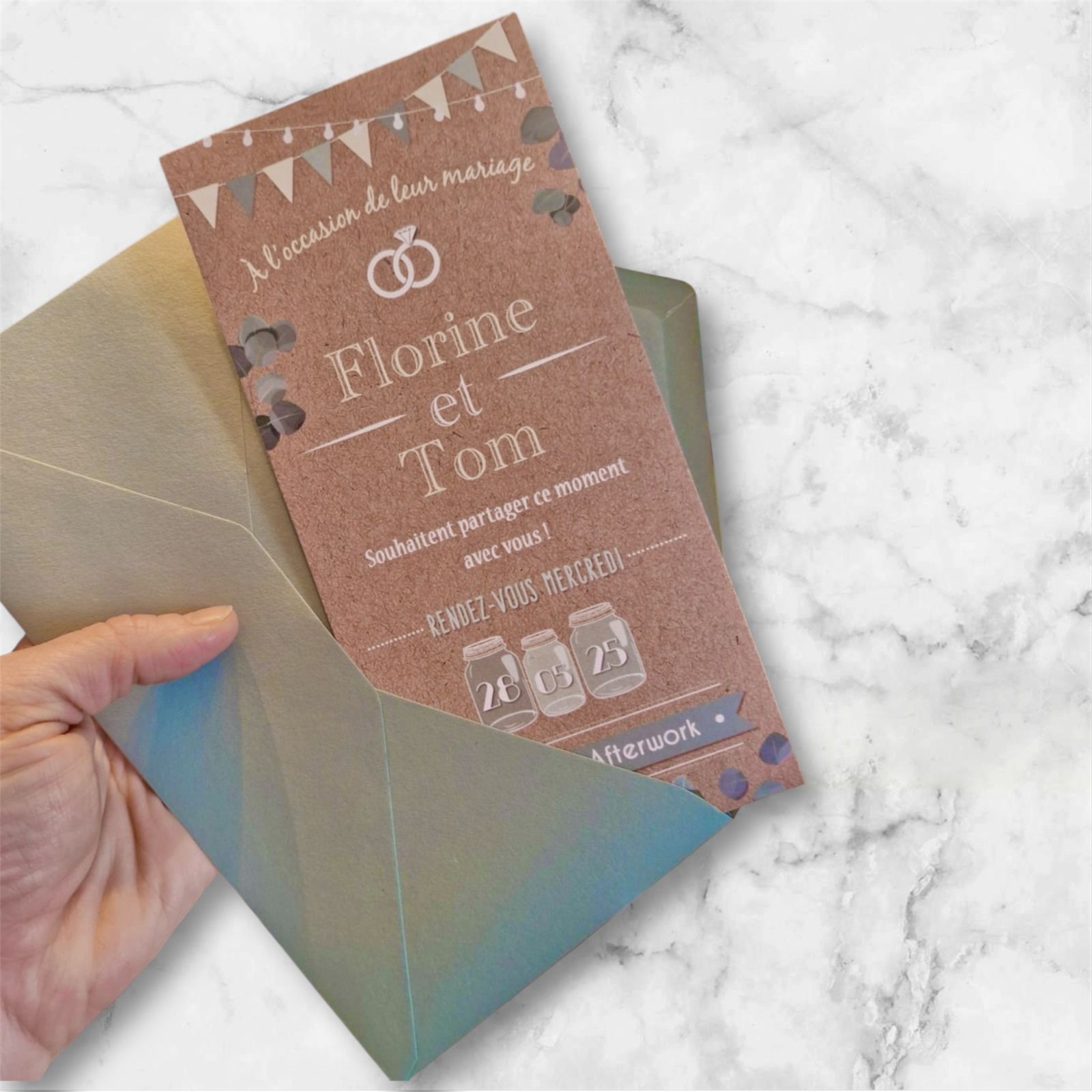 Save the date & invitation de mariage – Eucalyptus & Fanions | EFDC by So’scrap