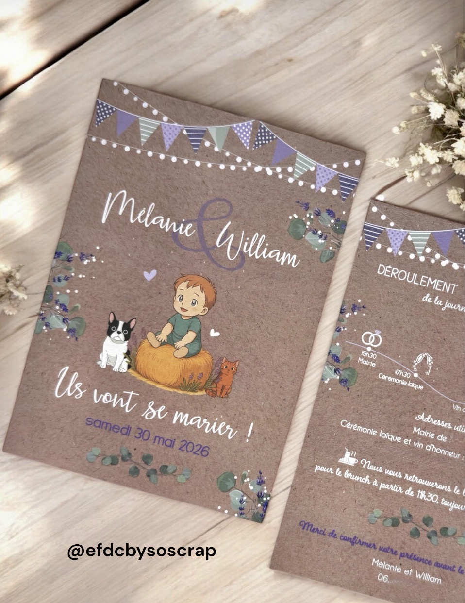 Faire-part & invitation de mariage – Eucalyptus & lavande | EFDC by So’scrap