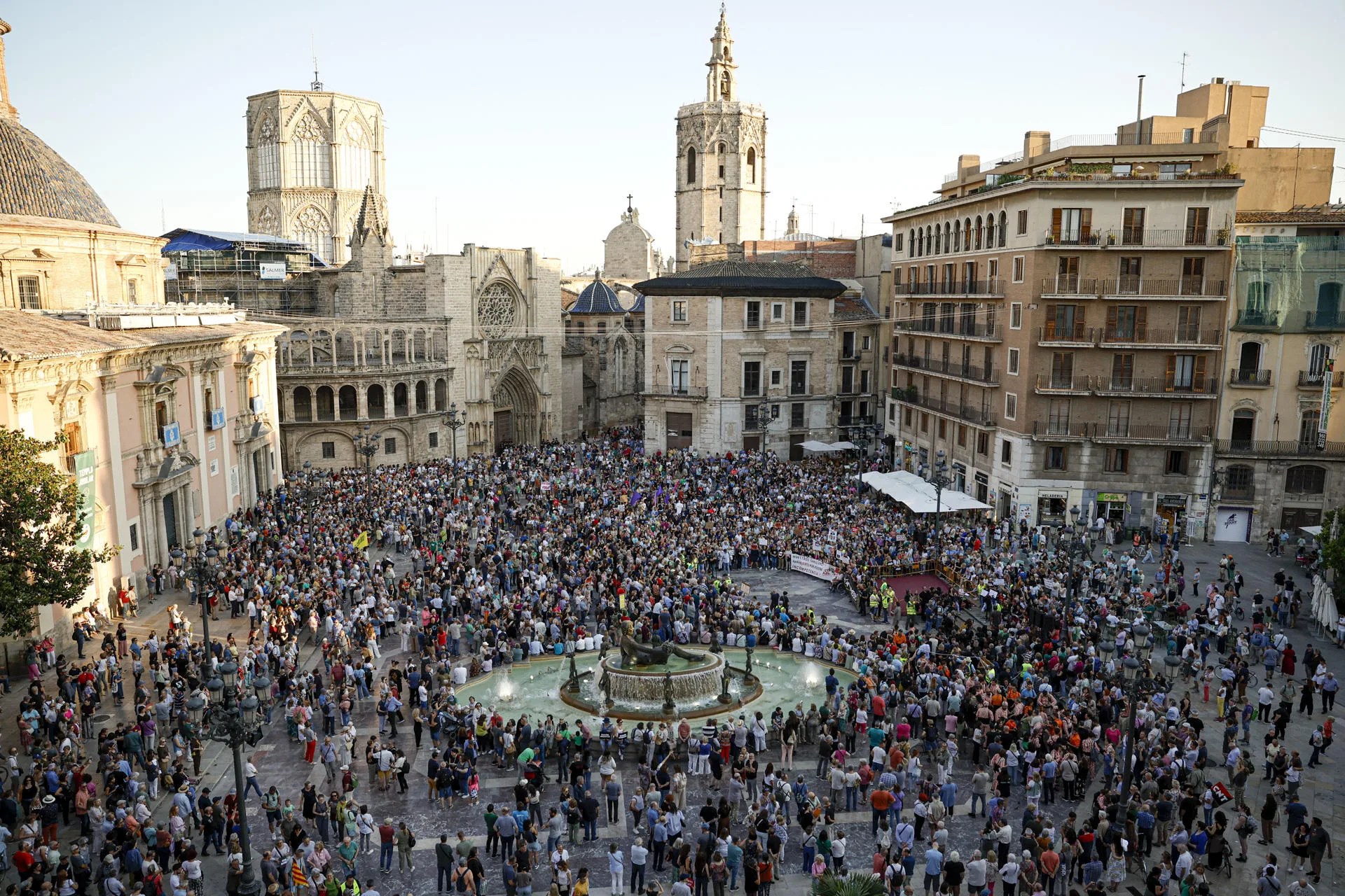 Imagen de la séptima manifestación para pedir la dimisión del president de la Generalitat, Carlos Mazón, por su gestión de la dana. EFE/Biel Aliño

