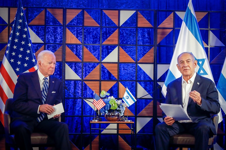 El presidente estadounidense Joe Biden y el primer ministro israelí Benjamin Netanyahu durante una conferencia de prensa conjunta en Tel Aviv