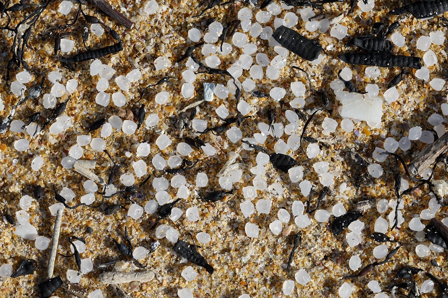 Continúa la limpieza de pellets en el parque natural de Corrubedo