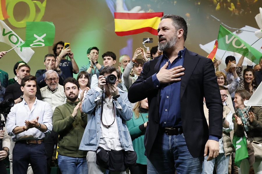 El líder de Vox Santiago abascal, durante el acto público en el que ha sido reelegido presidente del partido