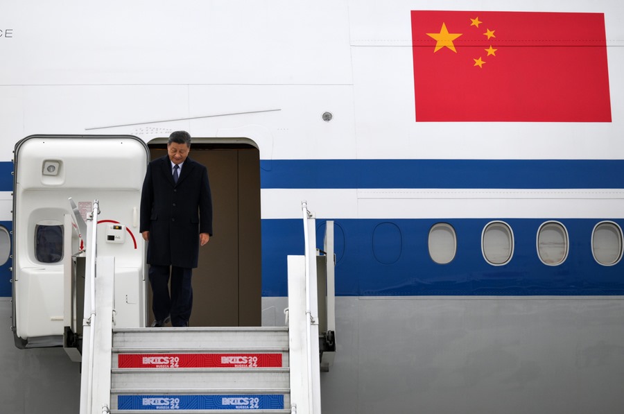 El presidente chino, Xi Jinping, a su llegada a Kazan