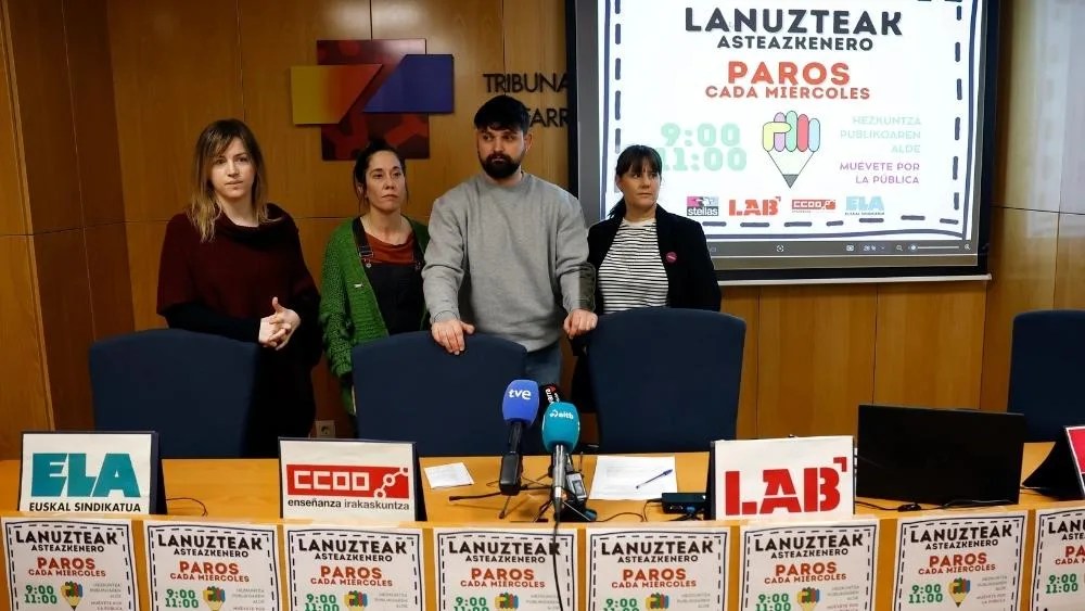 Representantes sindicales, en la presentación de las huelgas.