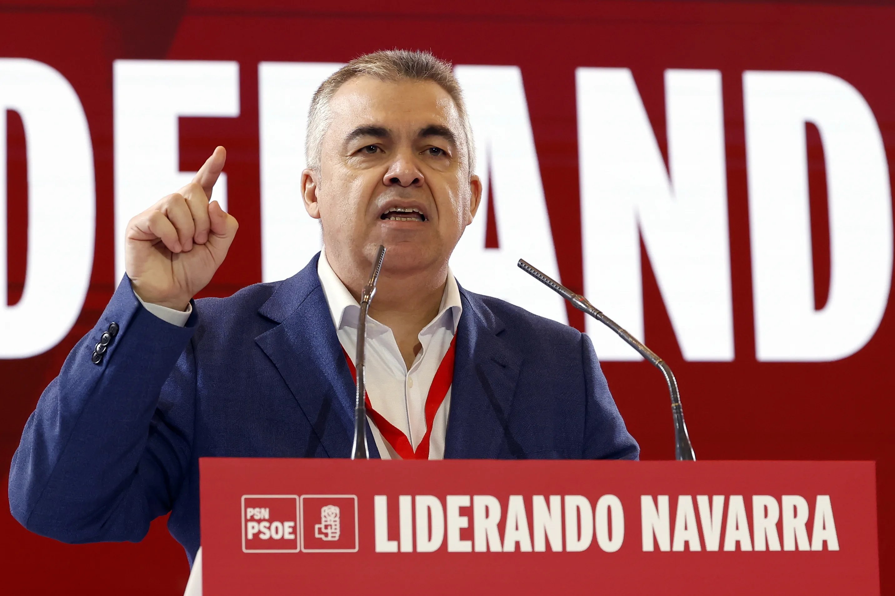 Imagen del secretario de Organización del PSOE, Santos Cerdán, en el 13ºCongreso del PSN