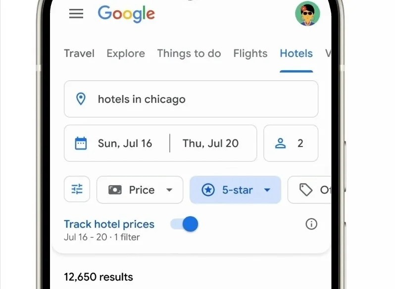 Imagen cedida por Google donde se muestra una página con un rastreador de precios para hoteles que podrá mandar alertas a los usuarios si los precios bajan. EFE/ Google