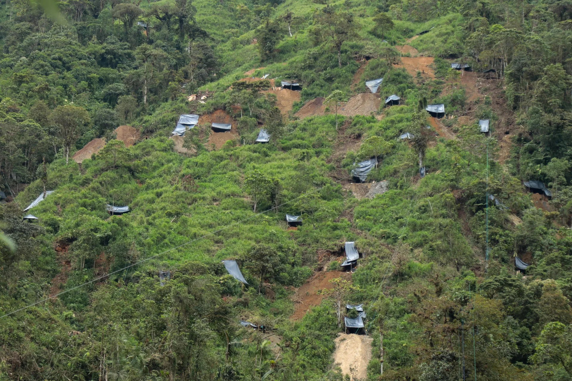 Photo taken on 16 March 2025 of the mining pits in El Chical, Ecuador. March 16, 2025. EFE/ Xavier Montalvo
