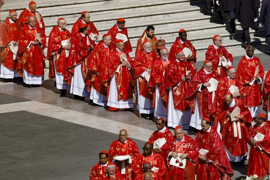 Cardenales asisten a la misa funeral del papa Francisco en la Plaza de San Pedro,