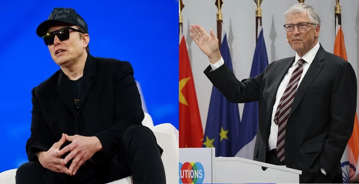 Combo de fotografías de archivo de los millonarios Elon Musk (i) y Bill Gates. EFE/Will Oliver/Clemens Bilan