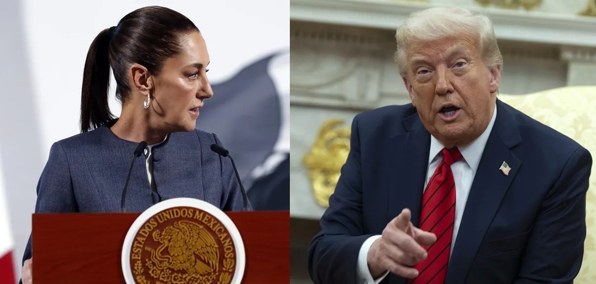 Combo de fotografías de la presidenta de México, Claudia Sheinbaum (i), y el presidente estadounidense, Donald Trump (d). EFE/Mario Guzmán/Chris Kleponis
