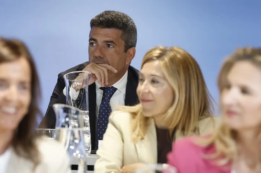 El presidente de Valencia, Carlos Mazón, durante la reunión de la Junta Directiva Nacional del partido que se celebra este lunes en Madrid.