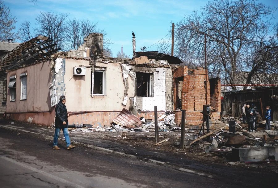 Imagen de archivo de un ataque en un barrio residencial de Dnipró