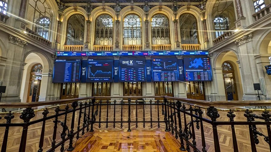 Vista del interior de la Bolsa de Madrid