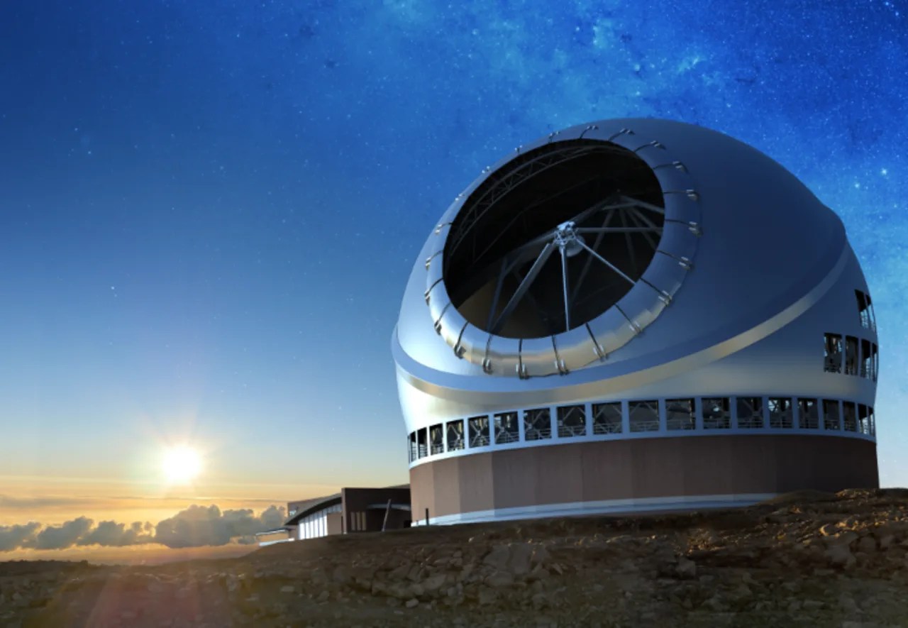 Imagen de cómo sería el futuro Telescopio de Treinta Metros, difundida por el Instituto de Astrofísica de Canarias. EFE