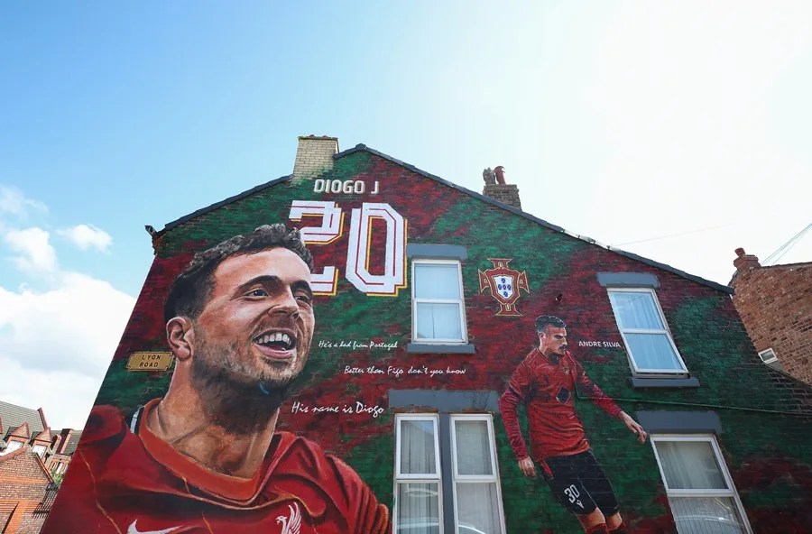 Un mural homenajea a Diogo Jota en Liverpool