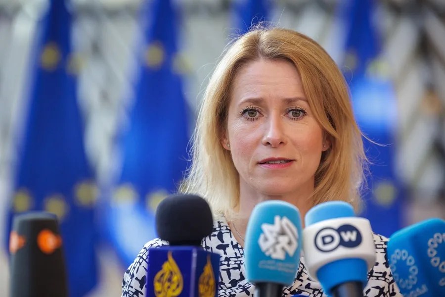 La alta representante de la Unión Europea para Asuntos Exteriores, Kaja Kallas , hoy e Bruselas.