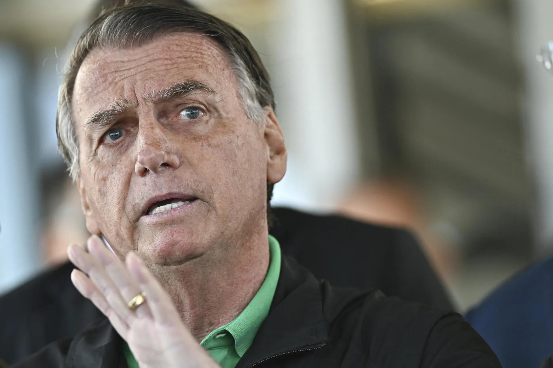 (FILE). File photo, taken on July 17, 2025, shows former Brazilian president Jair Bolsonaro speaking at a press conference in Brasília, Brazil. July 17, 2025. EFE/ Andre Borges FILE