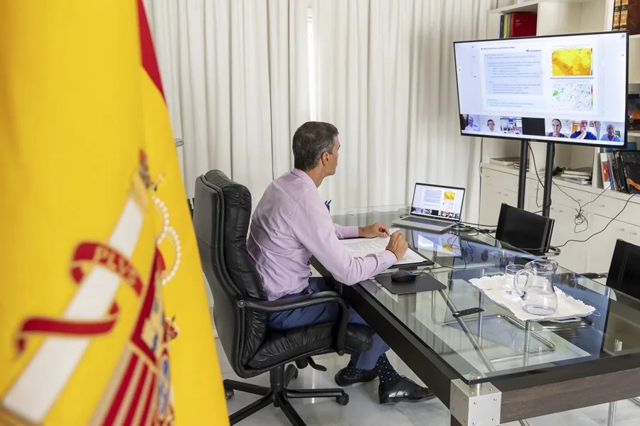 El presidente del Gobierno, Pedro Sánchez, preside por videoconferencia la reunión del Comité Estatal de Coordinación y Dirección del Plan Estatal de Emergencias (CECOD)