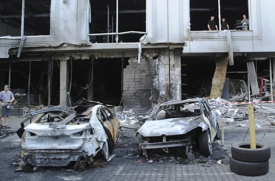 Lugar de un ataque con drones en Odesa, sur de Ucrania