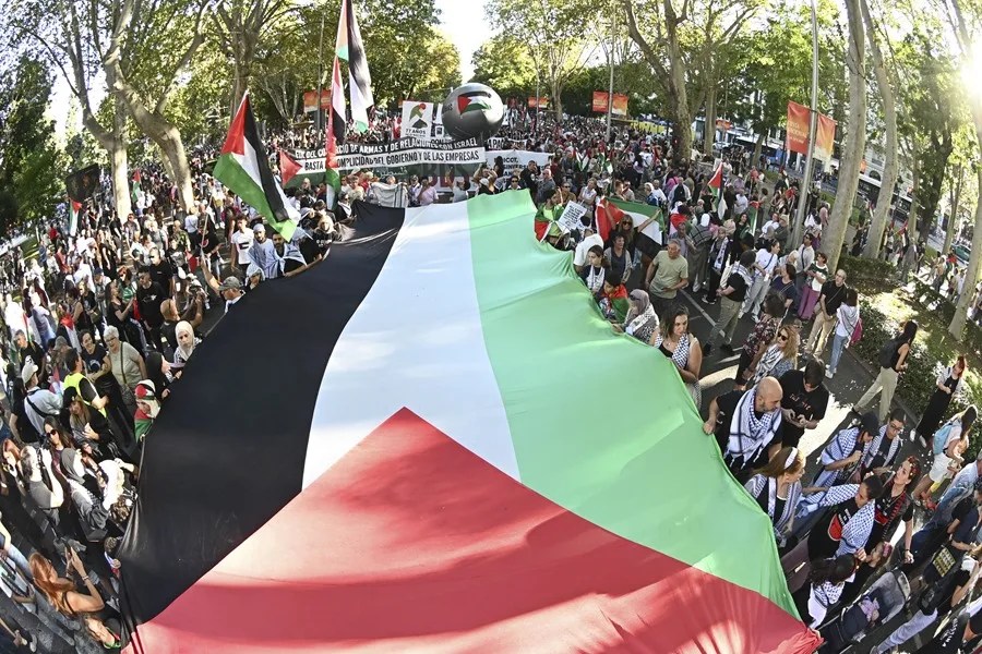 Vista de una manifestación por Palestina
