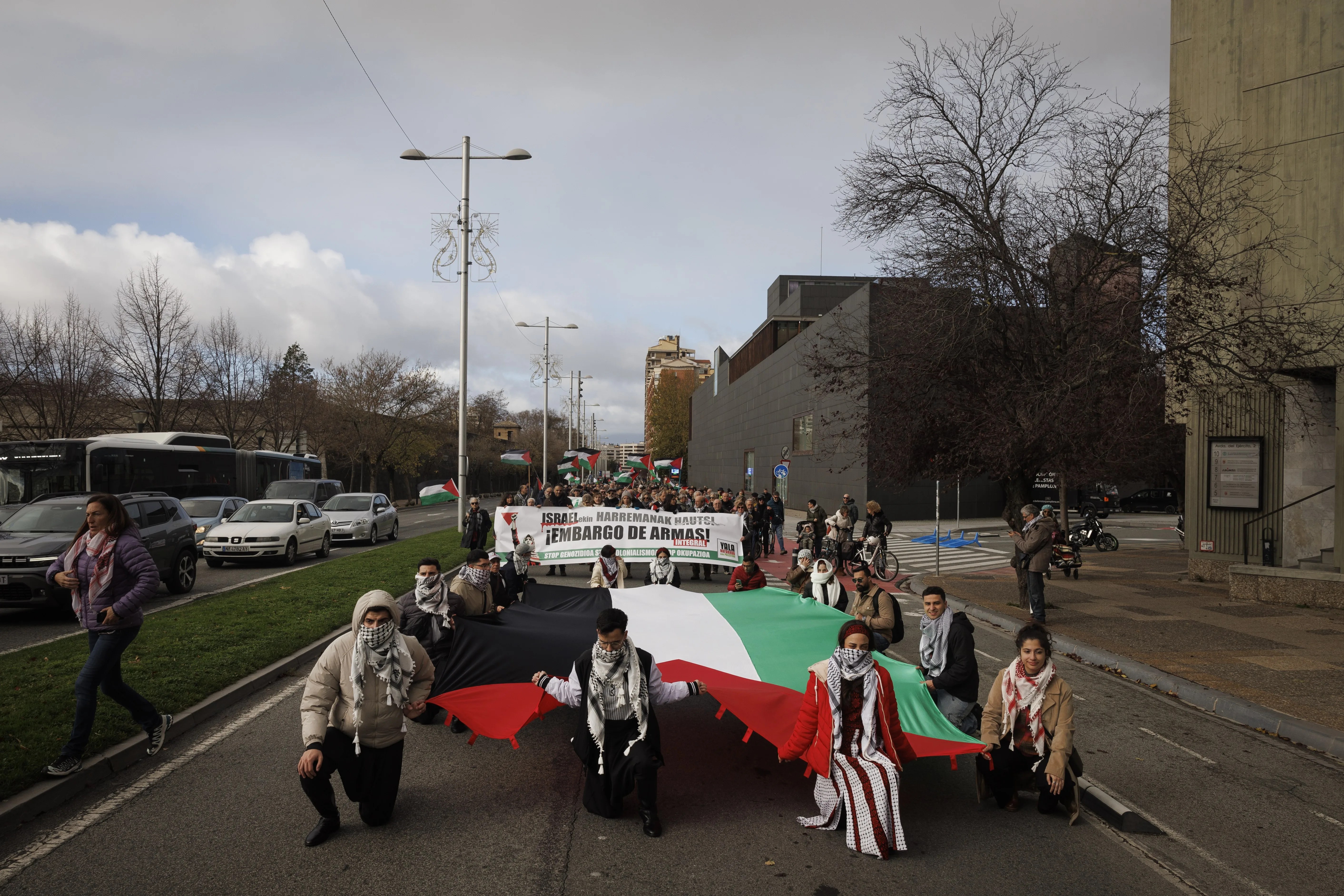 Imagen de la manifestación celebrada en Pamplona en favor de Palestina