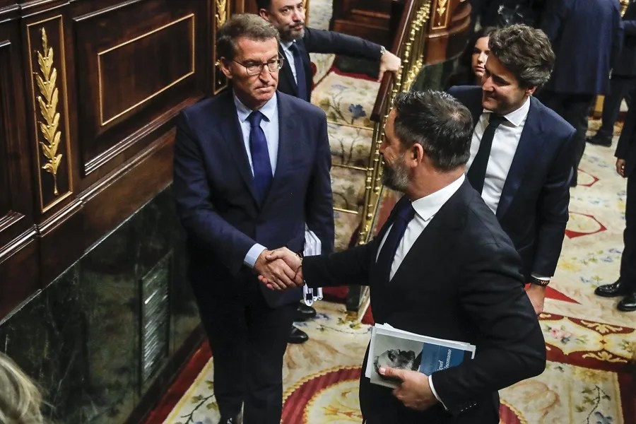 Alberto Núñez Feijóo y Santiago Abascal (d), en una imagen de archivo.